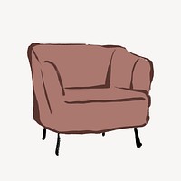 Armchair collage element, aesthetic drawing illustration vector