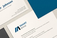 Bank business card mockup, modern branding psd