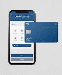 Credit card editable mockup, mobile banking psd