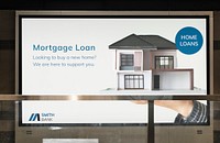 Mortgage loan billboard mockup, editable sign design psd