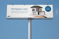 Mortgage loan billboard mockup, editable road advertising sign psd