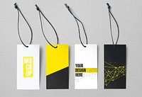 Yellow and white price tag mockups set