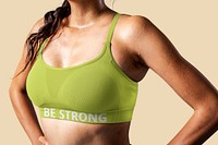 Green sport bra, women's apparel