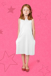 Full body girl wearing white dress