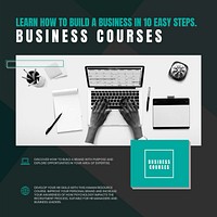 Business courses Instagram post template, education ad vector