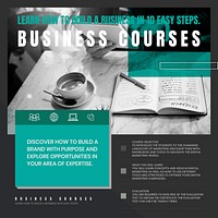 Business courses Instagram post template, education ad vector