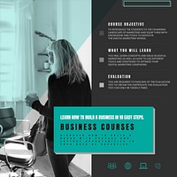 Business courses Instagram post template, education ad vector