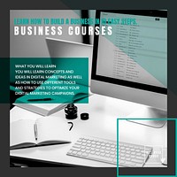 Business courses Instagram post template, education ad vector