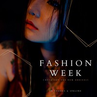 Fashion week Instagram post template, aesthetic woman photo vector