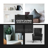 Cozy living Instagram post template vector