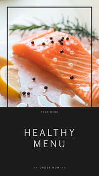 Healthy menu Instagram story template, restaurant ad vector