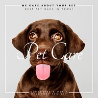 Cute puppy Instagram post template, pet care business ad vector