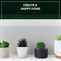 Happy home Instagram post template vector