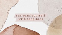 Happiness quote blog banner template, watercolor memphis, editable design vector