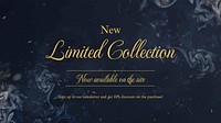 Limited collection blog banner template, dark elegant, editable text vector