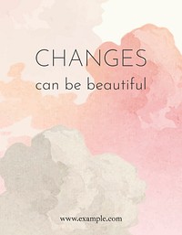 Inspirational quote flyer template, watercolor aesthetic, editable text vector