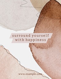 Happiness quote flyer template, watercolor memphis, editable design psd