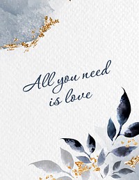 Love quote flyer template, blue aesthetic, editable text vector