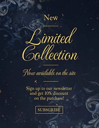 Limited collection flyer template, dark elegant, editable text psd