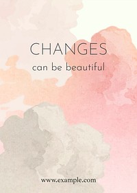 Inspirational quote poster template, watercolor aesthetic, editable text psd