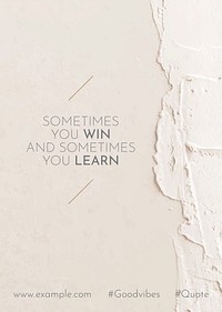 Beige aesthetic poster template, quote, editable text psd