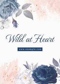 Watercolour flower poster template, editable text vector