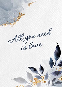 Love quote poster template, blue aesthetic, editable text psd