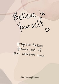 Inspirational quote poster template, beige aesthetic, editable text vector