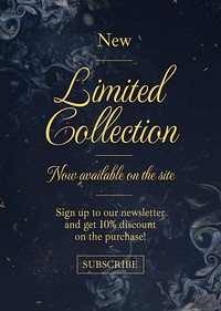 Limited collection poster template, dark elegant, editable text vector