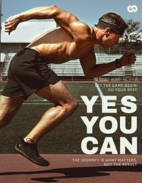 Sports motivation flyer editable template, yes you can text psd