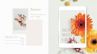 Flower aesthetic blog banner template, business branding vector