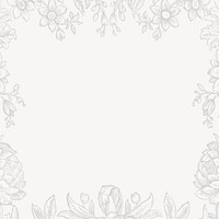 Aesthetic floral frame background, white design vector