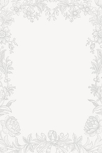 Aesthetic floral frame background, white design vector