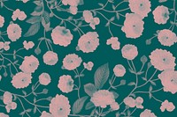 Floral pattern background, blue & pink design psd