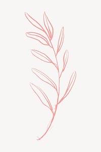 Pink leaf collage element, drawing design vector