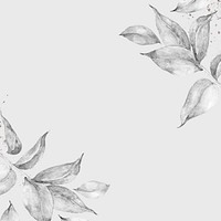Gray leaf border background, watercolor aesthetic design vector
