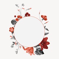 Floral frame collage element, aesthetic design psd