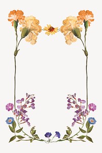 Floral frame collage element, aesthetic design psd