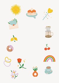 Cute lifestyle frame collage element vector