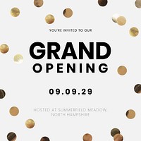 Grand opening Instagram post template, editable text vector