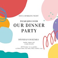 Dinner party Instagram post template, editable text psd