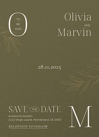 Wedding RSVP invitation card template, editable text psd