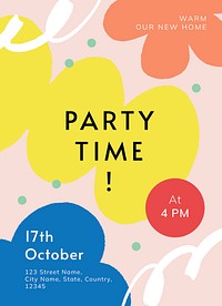 Housewarming party invitation card template, editable text psd