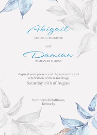 Aesthetic wedding invitation card template, editable text vector