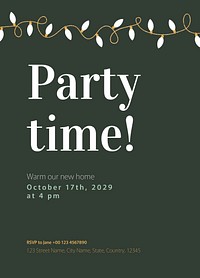 Housewarming party invitation card template, editable text vector