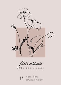 30th anniversary invitation card template, editable text vector