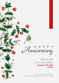 Anniversary party invitation card template, editable text vector