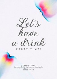 Cocktail party invitation card template, editable text psd