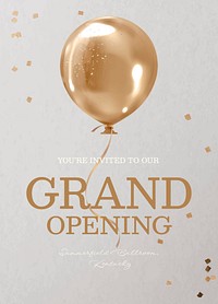 Grand opening invitation card template, editable text vector