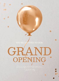 Grand opening invitation card template, editable text psd